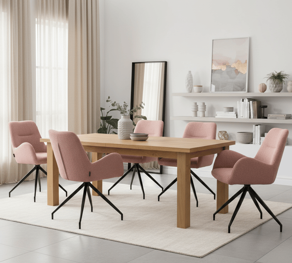 KEMAL snurrstol klädd i rosa tyg