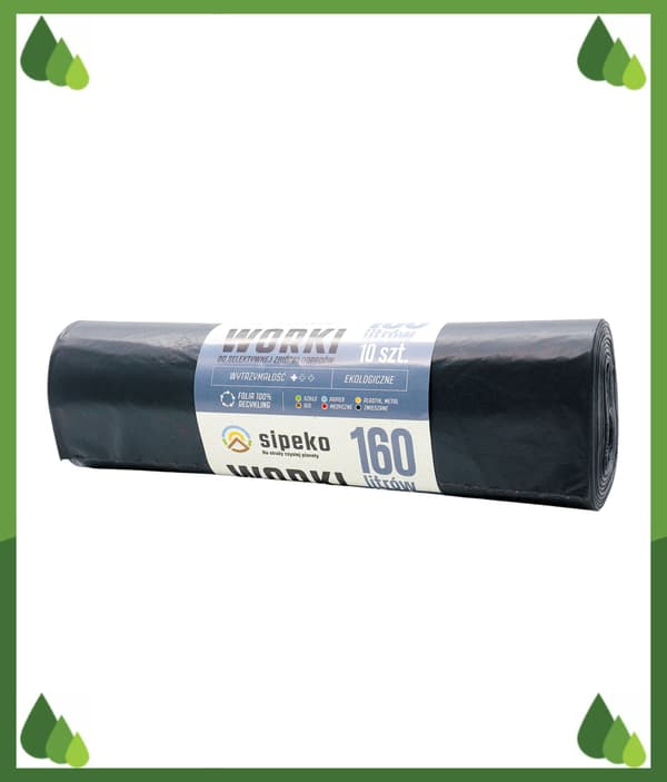 Avfallspåsar 160l svarta LDPE a'10 st