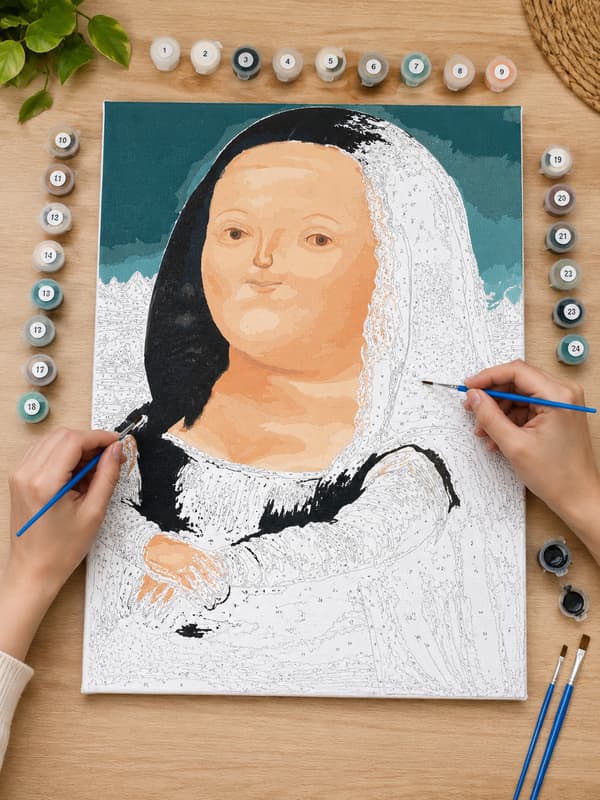 Maleri efter tal med ramme Billeder til maleri - Tykke Mona Lisa 40x50 cm