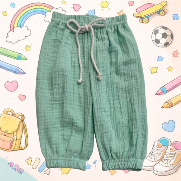 Børne muslinshorts 128 sommerbukser til børn til sommer mintgrøn
