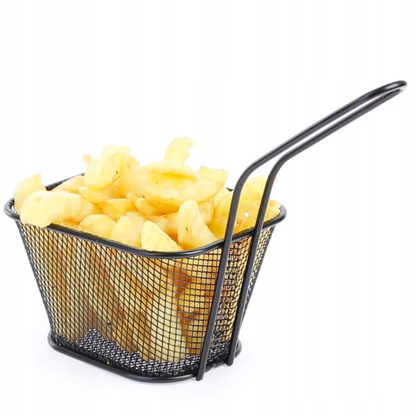 SERVERINGSKURV TIL POMMES FRITES OG SNACKS MINI STÅLKURV SORT