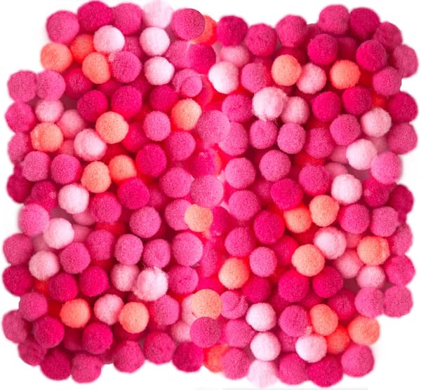 Polyesterpompoms mix rosa, 120 st.