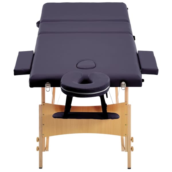 vidaXL foldbart massagebord 3-zoner træ lilla