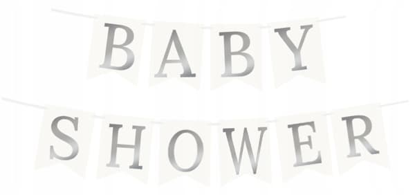 BABY SHOWER Banner, Sølv, 1 sæt
