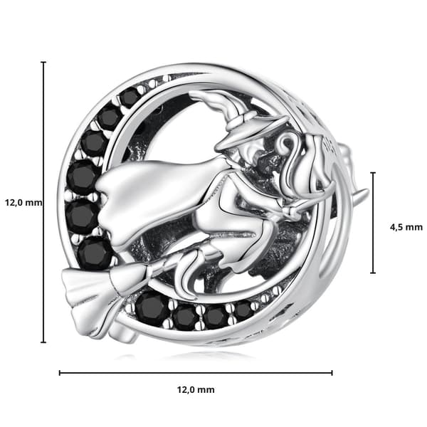 Häxa på kvastpärla berlock silver 925
