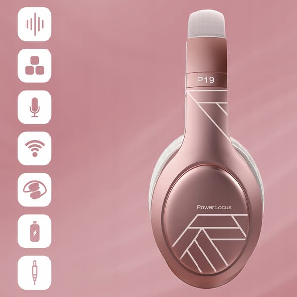 PowerLocus P19 Bluetooth-hovedtelefoner med 4 EQ-tilstande, 60 timer, foldbare med etui