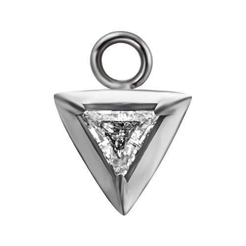 Berlocker - triangel med vit zirkon - silver - D-065