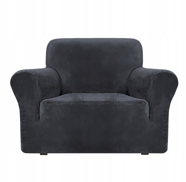 Betræk til stol sofa sofa 1-personers velour elastisk TESS grafit