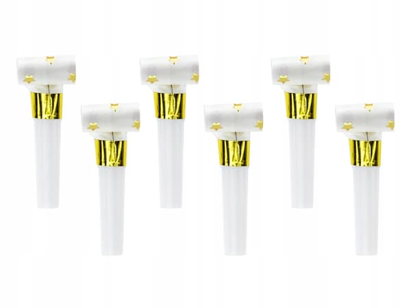 Pappersvisselpipor Stjärnor, vita 1-pack / 6 st.