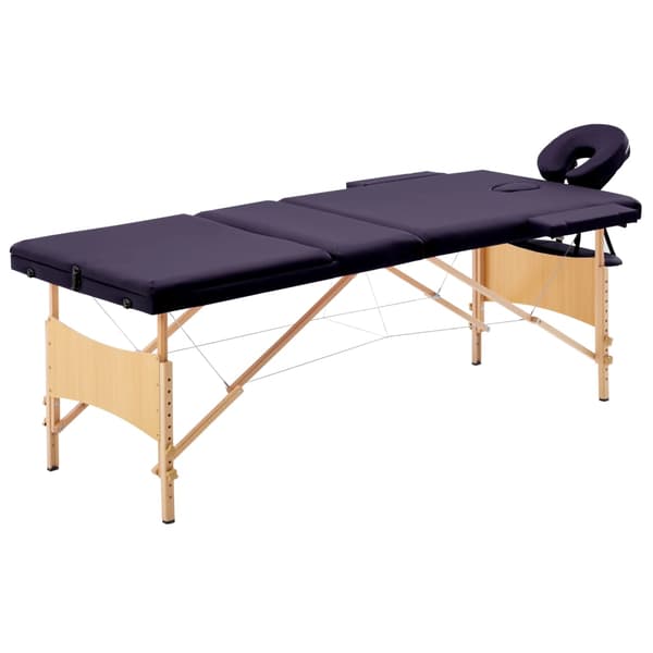 vidaXL foldbart massagebord 3-zoner træ lilla
