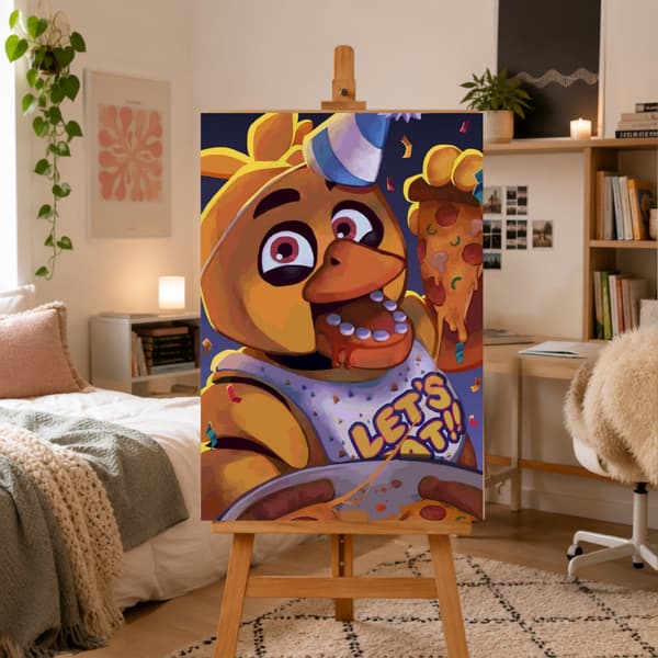Mal efter nummer billede med ramme Chica FNAF 50x70 cm