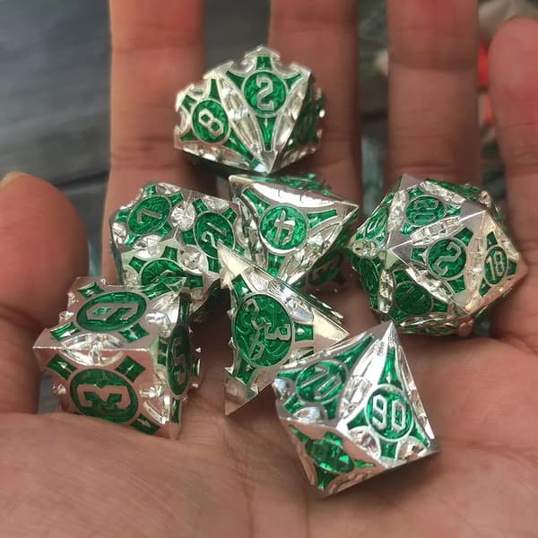 Elven Council RPG-tärningar Set med 7 metalltärningar