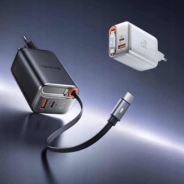 MCDODO SNABB VÄGGLADDARE NÄTFRÅGOR 2X USB-C USB-A PD GAN 67W VIT