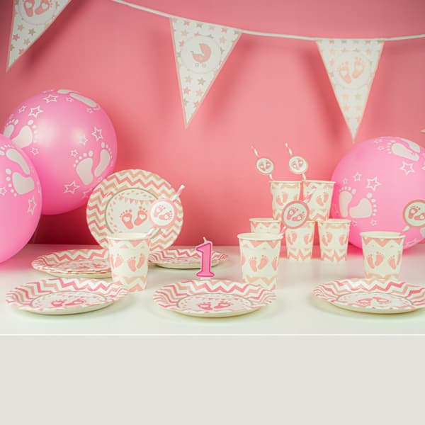 Pink balloner med fødder babyshower 30 cm 5 stk.