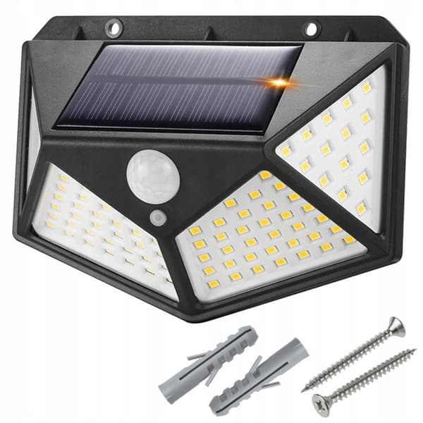 LED-solcellsvägglampa med rörelsesensor 100 LED