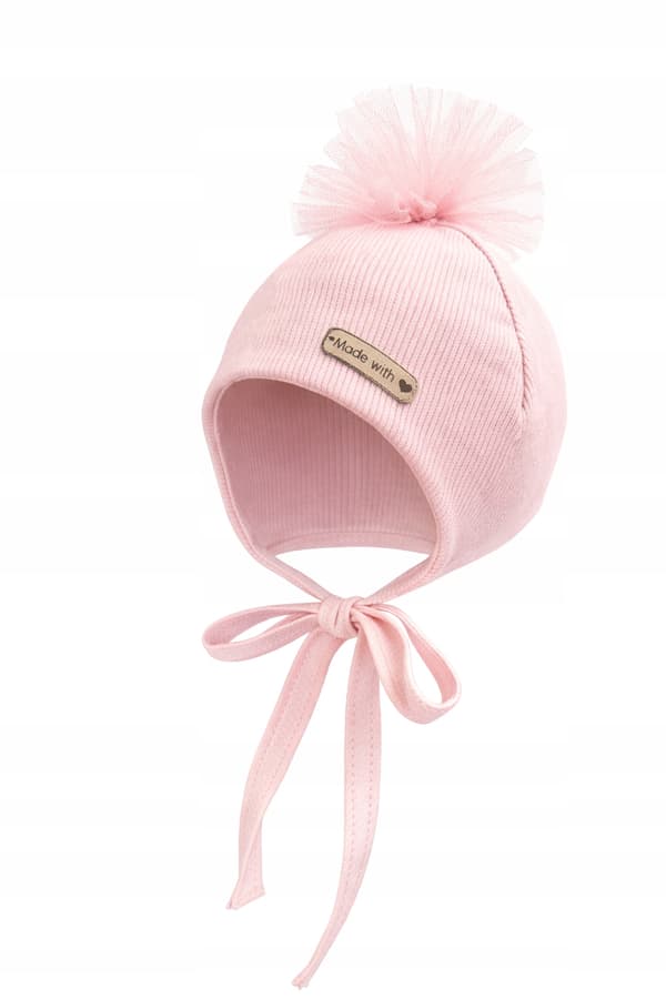Flickmössa 42-44 KNUT 2 lager Pompom Vår Höst ROSA