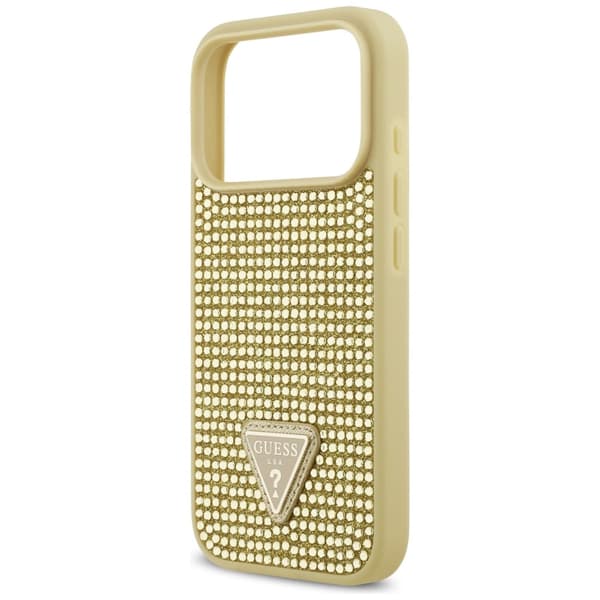 Guess Rhinestone Triangle Logo Cover til iPhone 17 Pro - Guld