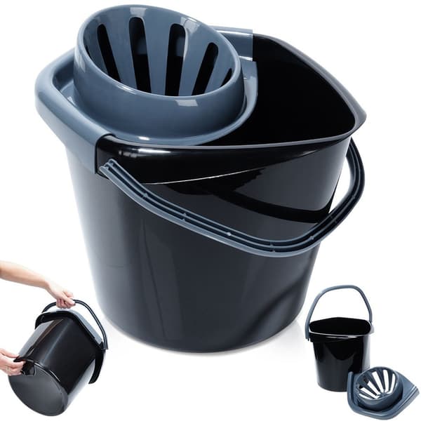 Moppespand med vringeklemme plastik sort 14 l