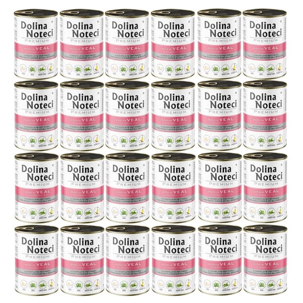 DOLINA NOTECI Premium Rig på kalvekød med grønne ærter - vådfoder til hunde - 24x400g
