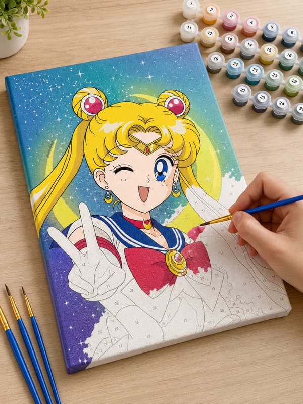 Målning med siffror med ram Sailor Moon 40x50 cm