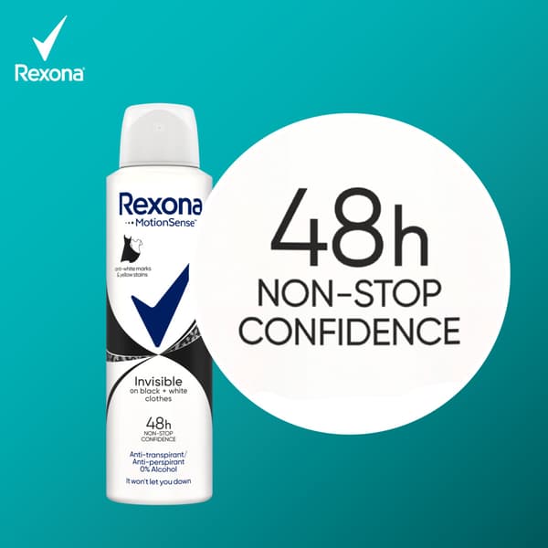 844857 Rexona Usynlig Sort og Hvid Spray