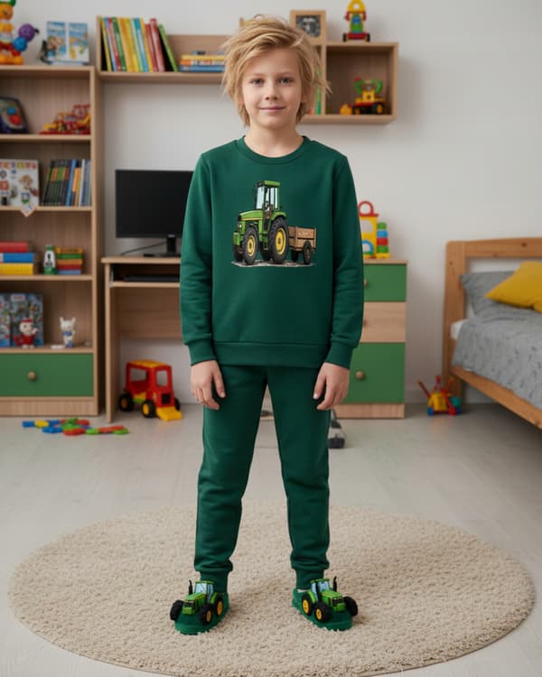 BARNPYJAMAS 146 FÖR POJKAR 100 % bomull TRAKTOR-tryck flaska