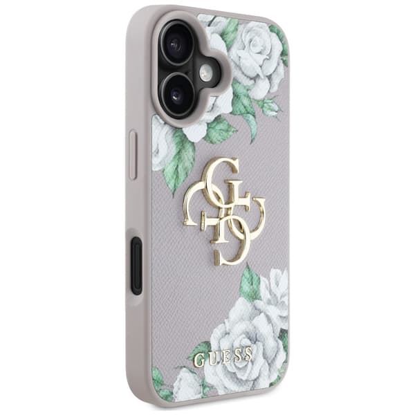 Guess Grained Roses Big 4G logo cover til iPhone 16 lilla