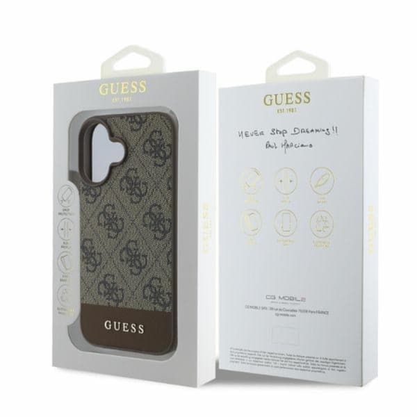 Guess 4G Bottom Rande - iPhone 16-skal (brunt)
