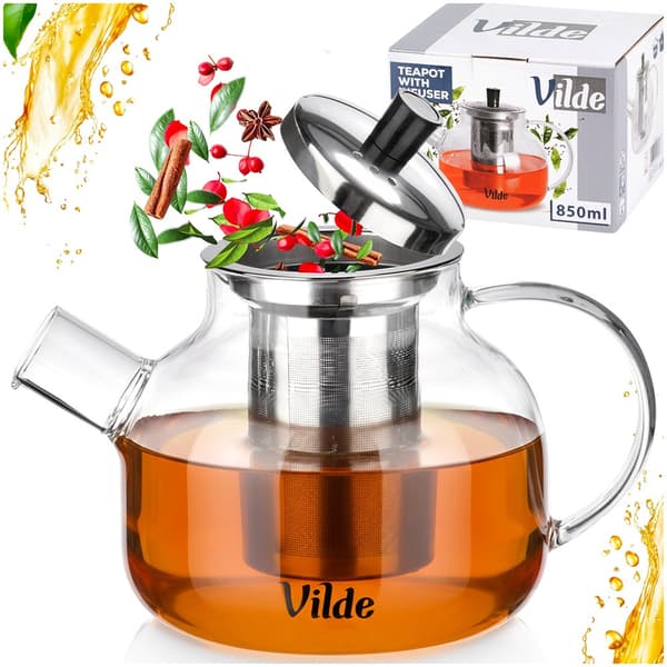 Värmetålig glaskanna med teinfuser 850 ml
