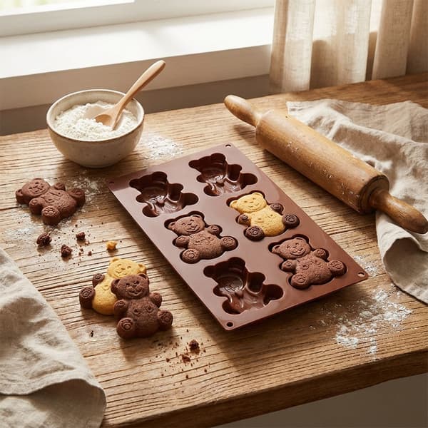 Muffinsform silikone brun bamser 30x17,5x2 cm