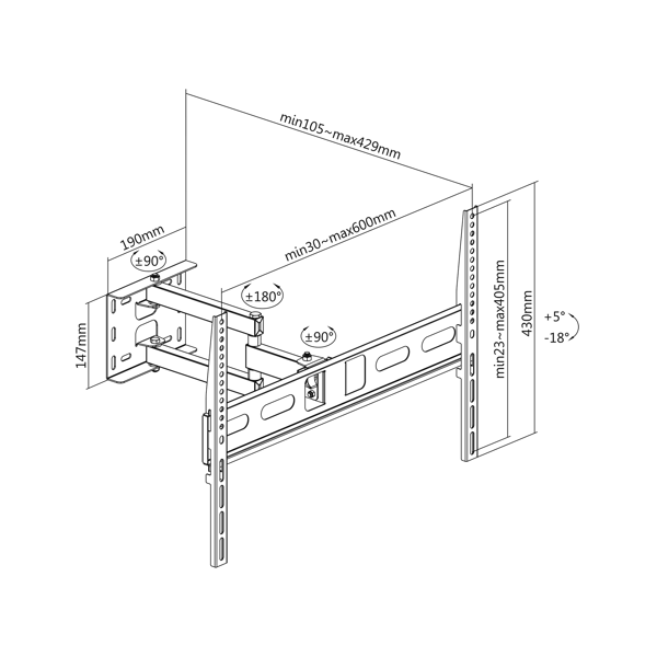 Cabletech TV-holder til 37"-70" tv