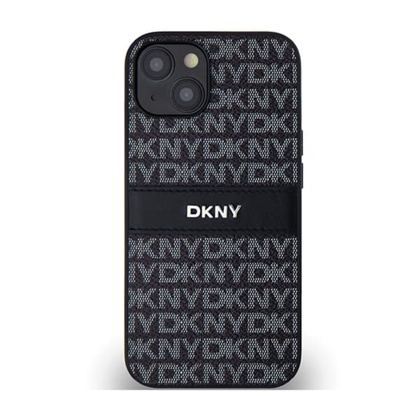 DKNY Læder Mono Stripe & Metal Logo - iPhone 15 Plus / 14 Plus Cover (Sort)
