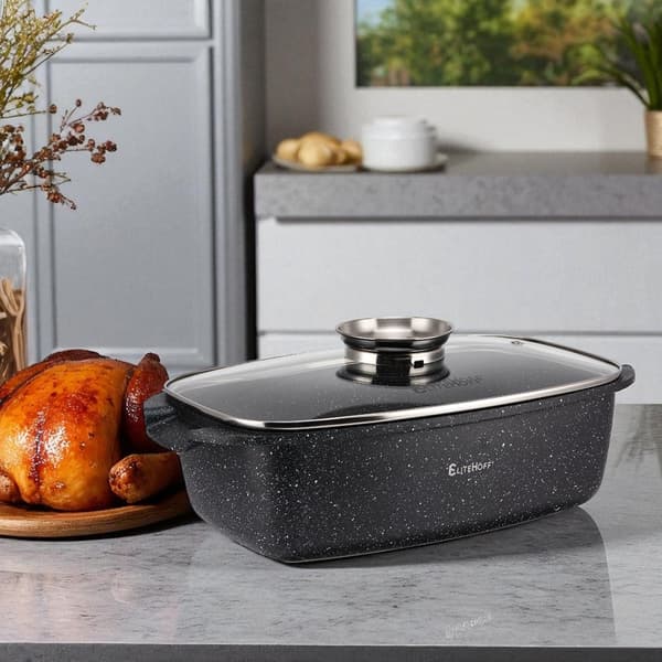 Marmor stegepande 6,5 l låg med aromatiserer E-7051