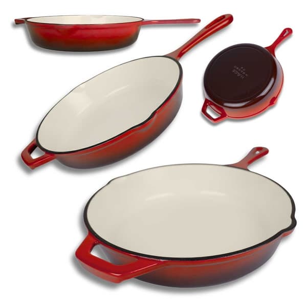 EMALJERAD GJUTJÄRNSPANNA 26CM HAGE RED