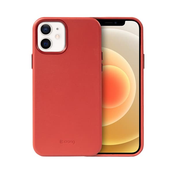 Crong Essential Cover Magnetiskt - iPhone 12 / iPhone 12 Pro MagSafe Läderfodral (Rött)