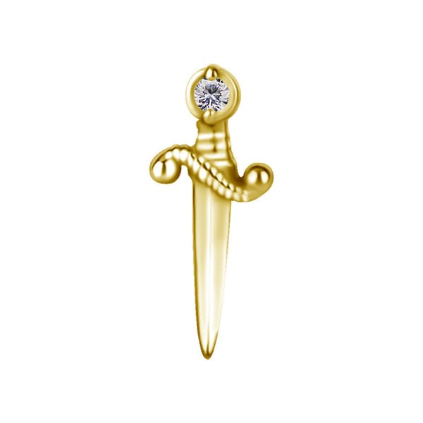 Insticksmutter - dolk med vit zirkon - CoCr NF - guld - PI-013