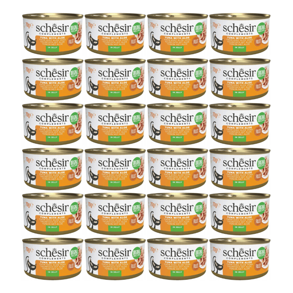 Schesir vådfoder til voksne katte 24 x 70 g tun med aloe vera