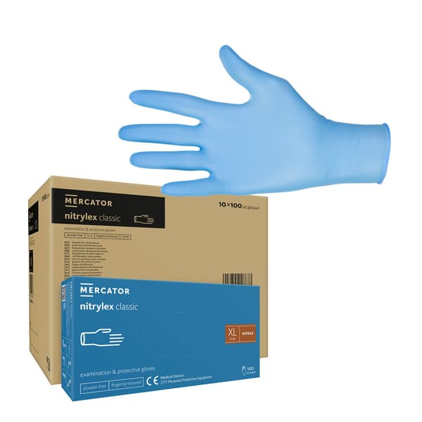 Nitrilhandsker XL blå Mercator Nitrylex Classic 100 stk. karton 10-pak