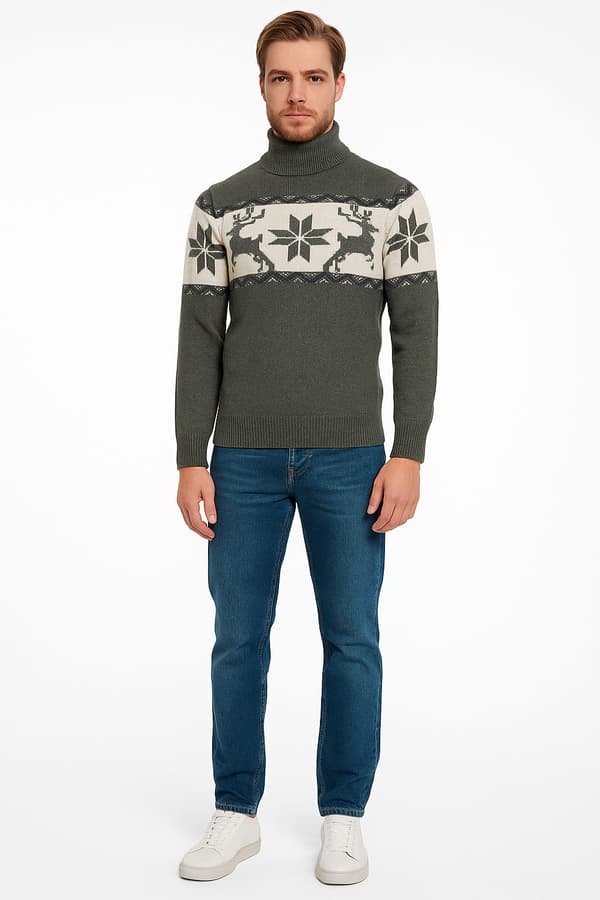 Herre grå V-hals sweater Recea XXL