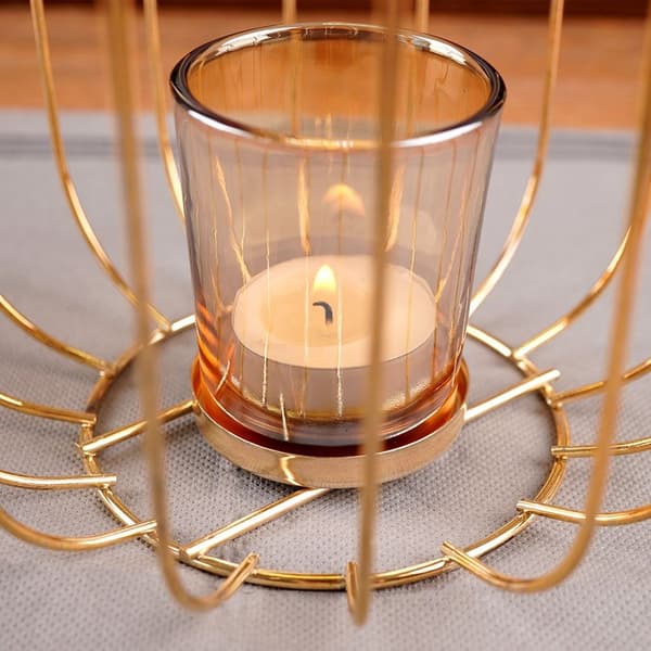 Metal lanterne til lys guld 21,5 cm