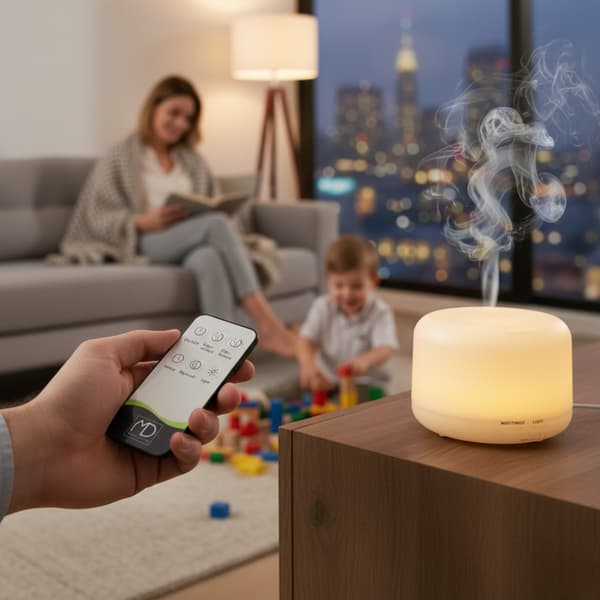 Doftdiffusor luftfuktare aromaterapi natt LED-lampa + fjärrkontroll