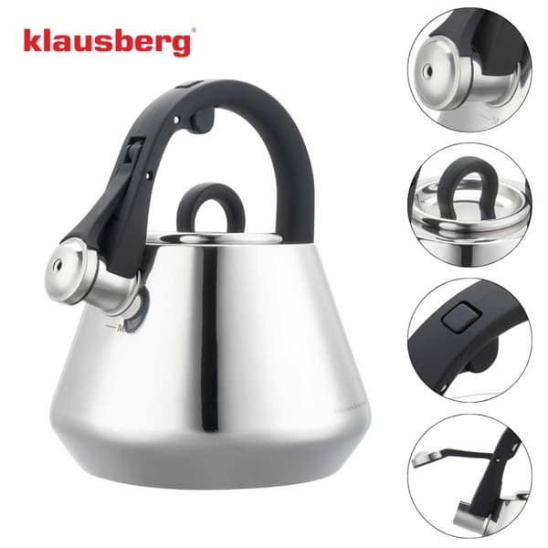 STÅLKEDEL MED FLØJTE 2,5L KLAUSBERG KB-7947