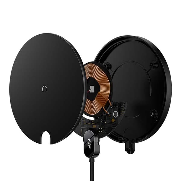 Baseus Digital LED 15W Trådløs Induktiv Oplader (Sort)