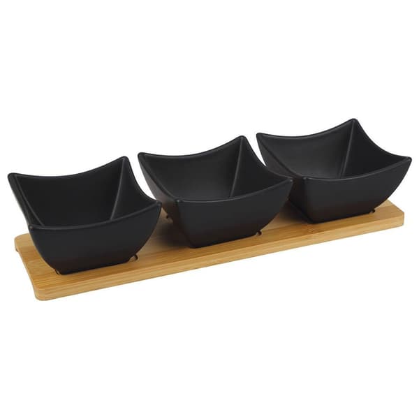 Mustat posliini snack-maljat 31,5 cm 4 kpl