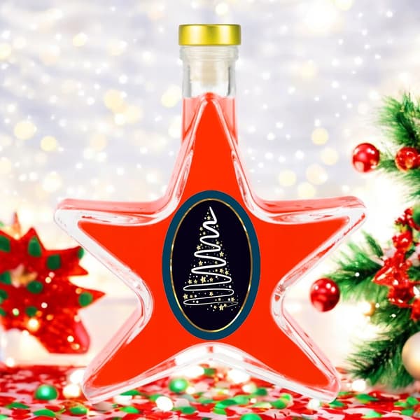 5x Flaskor STAR 200ml + ETIKETT glasflaska för jultinkturvin
