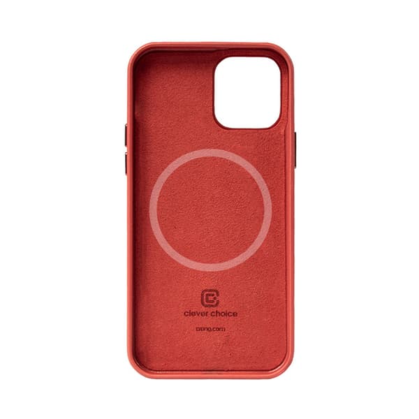 Crong Essential Cover Magnetiskt - iPhone 12 / iPhone 12 Pro MagSafe Läderfodral (Rött)