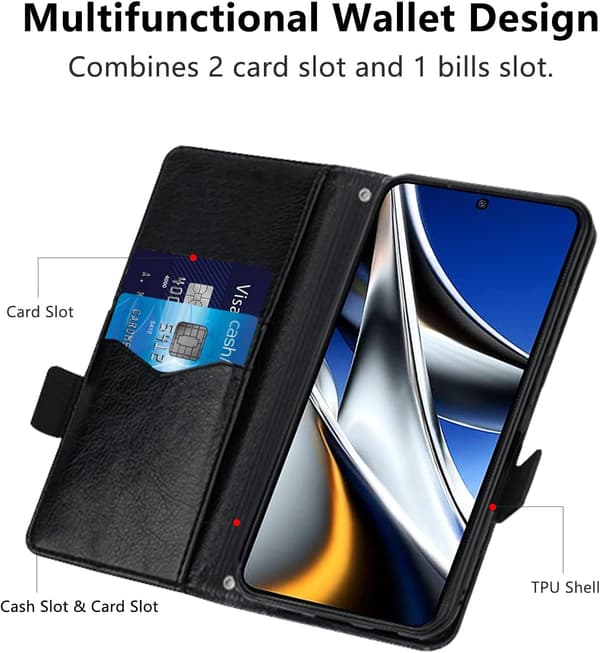 FLIP-ETUIS TIL XIAOMI POCO X4 PRO PU-LÆDER SORT MED RØD STRIBE