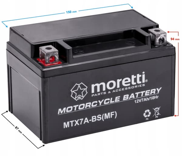 Akumulator Moretti AGM (Gel) MTX7A-BS YTX7A-BS