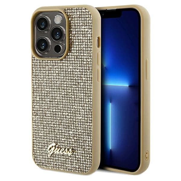 Guess GUHCP14XPMSDGSD iPhone 14 Pro Max 6,7" guld/guldfärgat hårt fodral Disco Metal Script