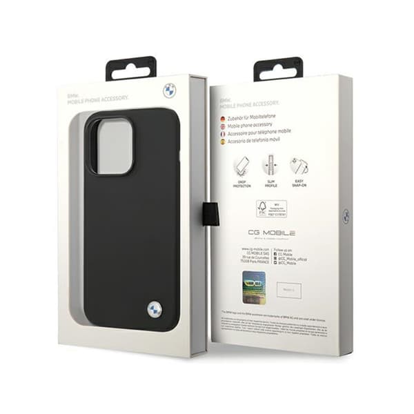 BMW Silikone Metal Logo - iPhone 15 Pro Cover (Sort)